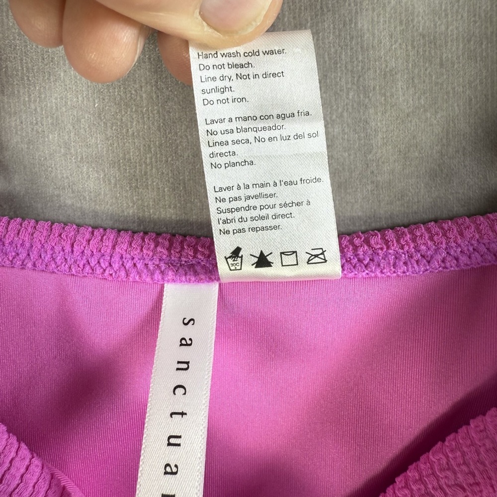 Sanctuary Tankini Women Small Pink Brown Color Block Shirred Side Cropped NWOT‎ - Picture 2 of 4